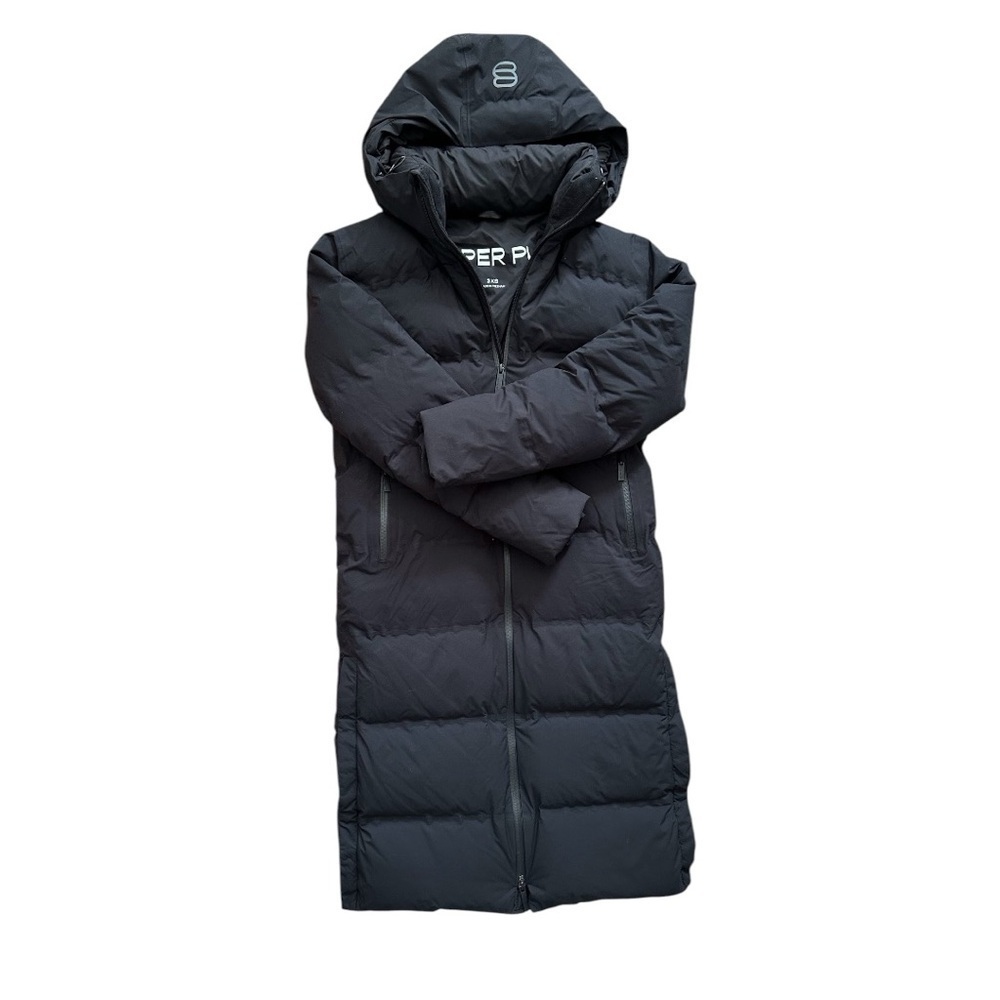 Aritzia Long Black Hooded Puffer Coat SIZE XXXS 3XS
